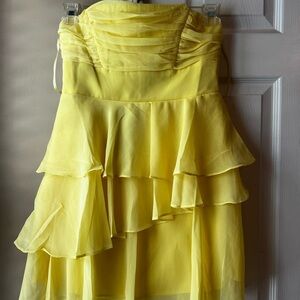 Angel Biba Strapless Yellow Ruffle Dress